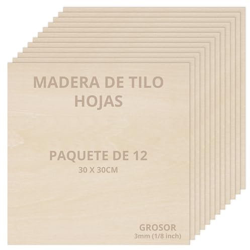 Winter Shore Unbehandelte Linden-Holz Platten (12er-Pack) - Laser Holz & DIY Holz Basteln - Unbehandeltes Holz für Brandmalerei - Bastel Holz - Mini-Bastelholz Platten - Holz zum Bemalen