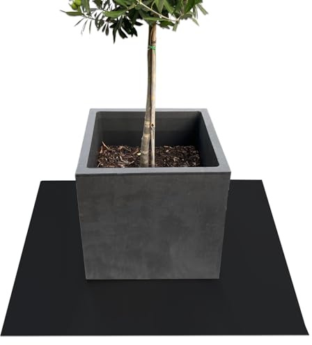 KARAT Untersetzer für Blumentopf, Blumenuntersetzer mit abgeschrägter Kante, Unterlage für Pflanztöpfe, Schutzmatte, Bodenschutzmatte, Blumentopfuntersetzer (Majesty) (Schwarz, Eckig 90 x 90 cm)