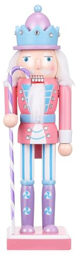 PartyKindom Nutcracker Christmas Decor, 10 Inch Pink Desktop Wooden Nutcracker Soldier Doll Traditional Nutcracker Figures Xmas Decorations for Fireplace