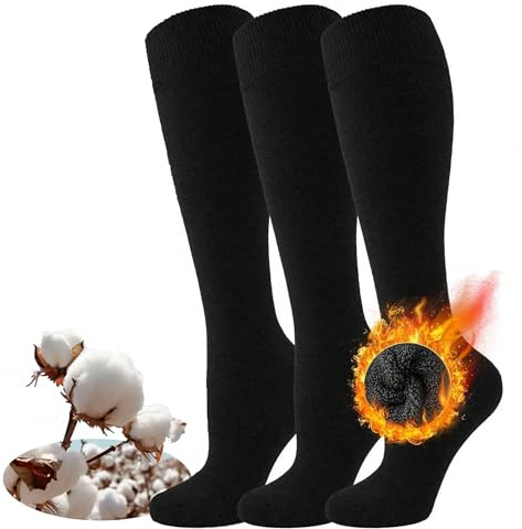 PS PROUTHS Calcetines Térmicos Altos Hombre, Calcetines Térmicos Altos Mujer, Calcetines Largos Suaves con Rizo Interior (FR/ES, Números, 40, 46, Regular, Regular, Algodón)
