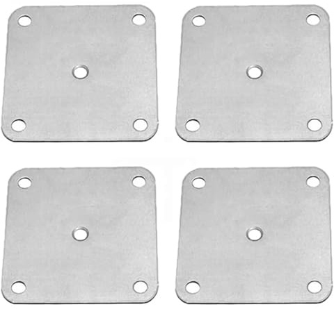 4 staffe di fissaggio piatte quadrate, 5 fori, in acciaio laminato a freddo, piastra di montaggio piatta per mobili, divani, armadietti, sedie (A)