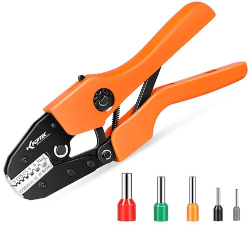 KF CPTEC Alicates de terminales de 10 mm², crimpadora para casquillos, casquillos AWG 8-22, herramienta de crimpado de alambre, alicates de crimpado