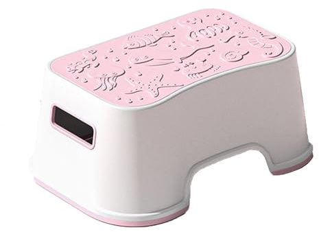 BAMFY Tabouret Marchepied pour Enfants Tabouret Toilette pour Adulte Accroupi pour La Cuisine Salle De Bain Chambre à Coucher, Marche Pied Toilette Antidérapant Tabouret à Caca(Pink)