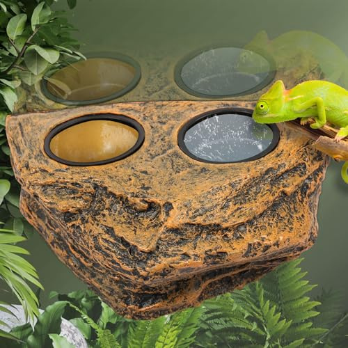 Ciotola magnetica per rettili, ciotola per acqua per rettili, doppia ciotola, geco crestato, facile da installare, ciotola per l'alimentazione di rettili, lucertola, mangiatoia per gechi, camaleonti,