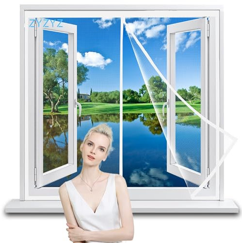 Fly Screen Window to Open & Close 60x85cm White Self Adhesive Insect Screen Roller Blind Keep Fly Bug Out