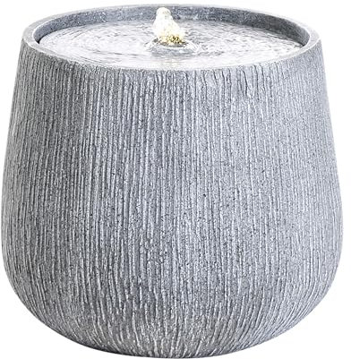 Gartenbrunnen Wasserspiel mit LED-Licht aus Kunstharz grau Cascata