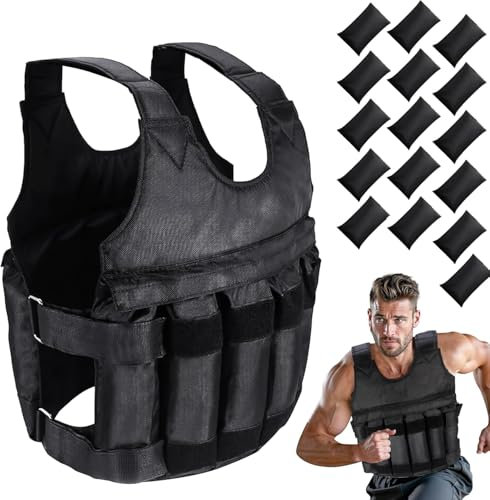 Weighted Vest 5Kg/10Kg/20Kg - Weighted Vest for Women & Men - Weight Vests - Body Weighted Jacket for Boxing, Cardio, Strength And Training - Durable Weighted Running Vest with Ironsand (20KG)