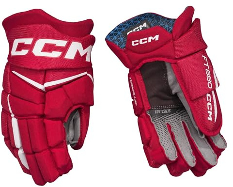 CCM JetSpeed FT880 Junior Ice Hockey Gloves (Red/White, 10 Inches/25 cm)