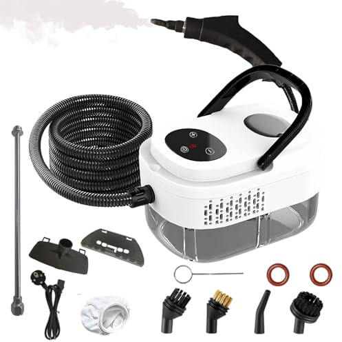 Tragbarer Dampfreiniger, 2500W 3.0BAR Dampfreiniger Handgerät, Handdampfreiniger mit 3 Bürstenköpfen, Mehrzweck Dampfreiniger mit 1000ML Großem Wassertank, Steam Cleaner für Küchenmöbel Badezimmer