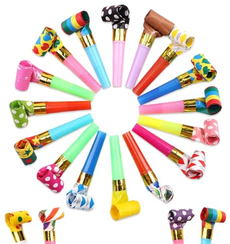 YUVKIN 25 trombette da festa, fischietti multicolori, strumenti per fare rumore, articoli per feste