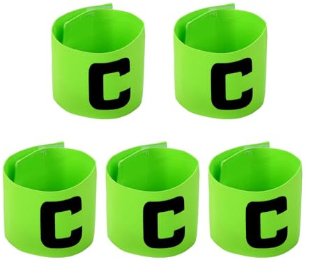 TIMJJG 5 Pièces De Bandeaux De Capitaine pour Enfants, Bracelets De Match De Football, Brassards Réglables, Accessoires D'Entraînement Sportif, Plaque D'Immatriculation du Capitaine.