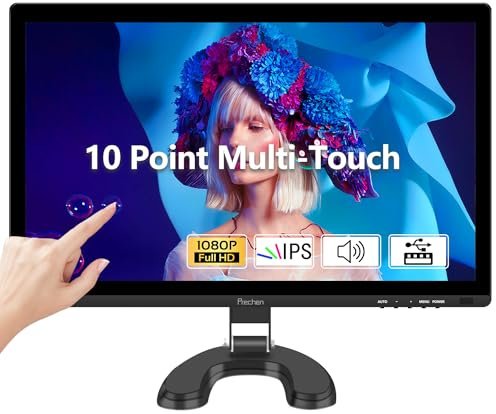 Prechen 24 Inch Touchscreen Monitor, IPS FHD 1080P Touch PC Display with HDMI & VGA & USB, 75Hz, VESA, Built-in Speakers, Computer Touch Screen for Gaming & Business