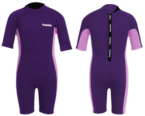 Gogokids Muta corta per bambini, 2,5 mm, in neoprene, a maniche corte, per bambini e bambine, per nuoto, surf, spiaggia, piscina, età 2-10 anni
