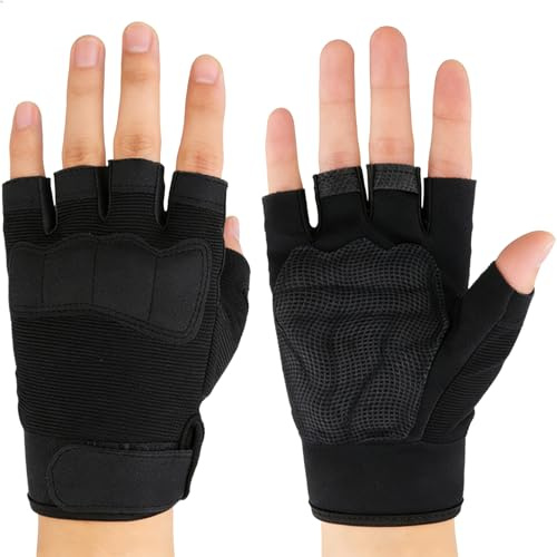 Kids Half Finger MTB Cycling Gloves 8-10 Years Boys Girls Anti Slip Road Bike Fingerless Glove Breathable Padded Motorcycle Gloves Thick Climbing Sports Workout Glove Roller Skating Cycling Mitten
