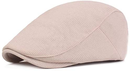 CHENNUO Beret Cap Damen Mütze Flatcap Einfarbige Schiebermütze Baumwolle Kappe Schirmmütze (Beige)