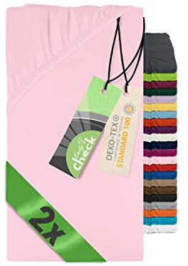 Emily´s Check 2er-Pack Spannbettlaken für Beistellbett - Wiege - Stubenwaagen 1493.2123, 40 x 80 cm, zartrosa