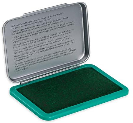 Imprint Handstempelkissen 9071M für den täglichen Bedarf zu Hause und im Büro – 1 Stempelkissen grün, robuster Metalldeckel, wasserbasierte Tinte, Größe 9 x 5 cm, optimal für Handstempel geeignet