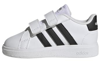 adidas Unisex Baby Grand Court Lifestyle Hook and Loop Shoes, Cloud White / Core Black / Core Black, 23 1/2 EU