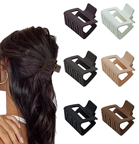 6 Stück Haarklammer Klein, Haarklammer Mittelgroß Matt für Frauen und Mädchen, 5,1 cm Haarspangen Damen Dünnes Haar/Mitteldickes Haar, Rutschfeste, Rechteckige Haarspangen