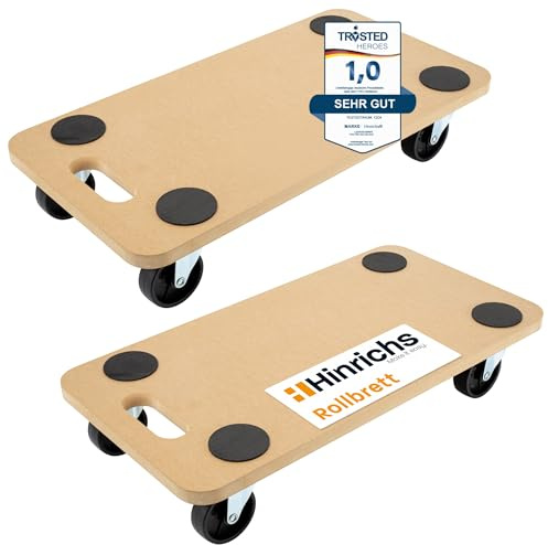 Hinrichs 2x Transport Roller 23x12 Inches - Transport Roller Board for Moving and Workshop - Trolley Transport - Heavy-Duty Furniture Roller max 440 lbs Load Capacity - Transport Aids for Furniture