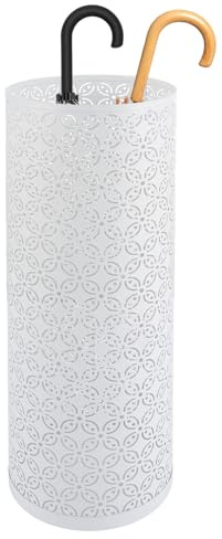 ASelected Metal Drum Umbrella Stand - Creative Free Standing Umbrella Holder Bin for Office, Restaurant, Family - 42X15X15Cm (White)