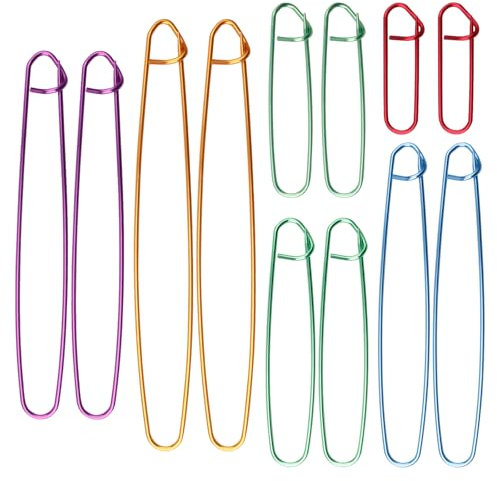 12 Stück Stricken Maschenhalter Set,Aluminium Häkeln Stricknadel, Stricknadel Nadelhaken Nähmarker,Stricken Spender Zubehör,für Decken,Schals,Quilts und andere Strickprojekte(6 Größen)