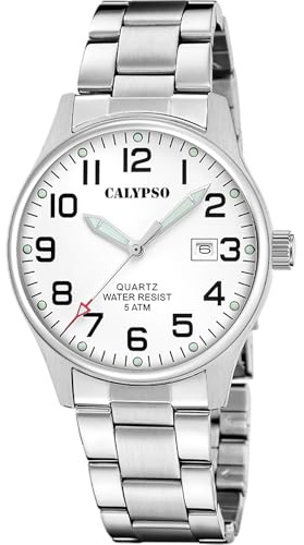 Calypso Orologio Uomo Analogico Acciaio Inox 316L Argento - Quarzo - Data - Vetro Minerale Resistente - Impermeabile 5 ATM K5860/1 Basic
