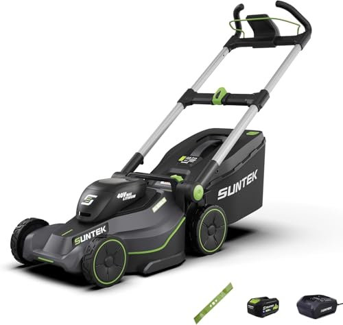 SUNTEK Cortacésped con batería, 40 V, 43 cm, cortacésped manual Digi-Brushless, batería de iones de litio de 4,0 Ah y cargador rápido incluidos, compatible con APP, SLM4417 Upgraded