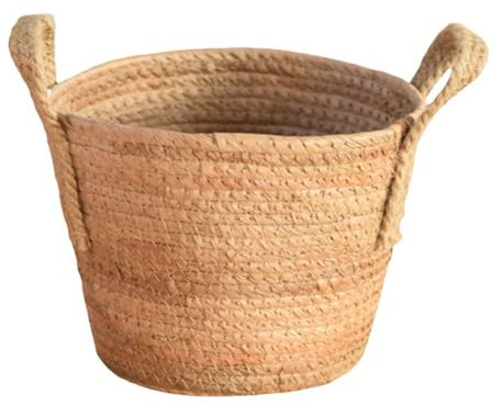 Gralara Cesta de Flores Tejida a Mano con Cuerda, Cubierta para Maceta con Asas, contenedores de Plantas versátiles para balcón, Interior y Exterior, jardín, Medio