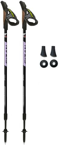 FIZAN Speed Model, Swift Nordic - Bastones de Senderismo de Aluminio, ultraligeros Ajustables, Antracita Fluorescente, Bastones de Senderismo (Morado)