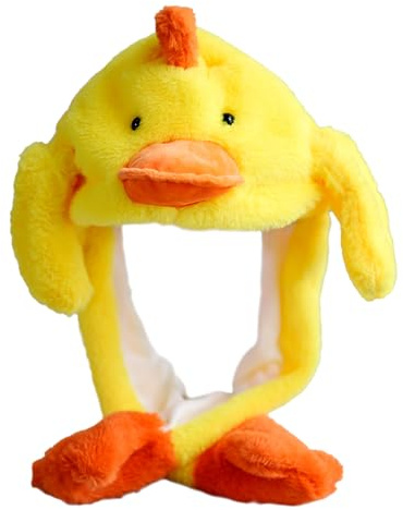 HSYWSH Mütze mit Beweglichen Ohren Ente Ente Hut Damen niedlich lustig Plüsch Hut Mütze mit Wackelohren Cosplay Geburtstags Weihnachts Halloween Geschenk für Damen Mädchen Kinder