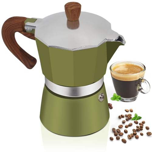 Mogrecha Aluminum 6 Cup Expresso Moka Pot Stovetop Cuban Coffee Maker | Espresso Coffeemaker 300ml 10oz Italian Classic Style Brewing Greca Mocha Machine for Cafeteras Lover Camping Travel Home