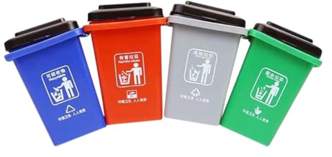 GARIOUANS Set de Jouets Éducatifs pour Garçon Fille Camion Poubelle Mini avec Poubelles Colorées Rouge Gris Vert Bleu Jeu de des Déchets pour Garçons et Filles Poussette Ludique Plastique