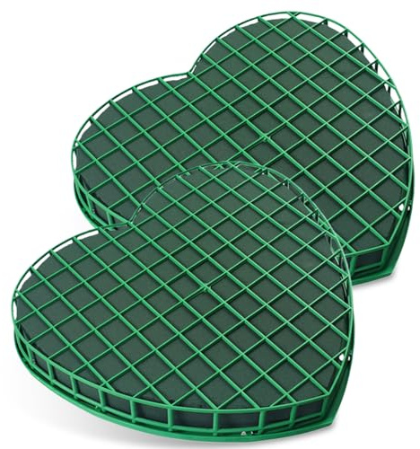 VEGOATY 2 stycken skumblommor 30 cm: Färskt material blomsticksskumcylinder, hjärtform blomskum grön, plug-in skum för blommor rund, för fester, bil, bröllop, gåvor, fräscha blommor