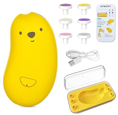 HPZIHUIT Lima de uñas eléctrica para bebés, segura, con carga USB, incluye 6 limas para uñas de bebé para el cuidado de las uñas en casa. (Amarilla)