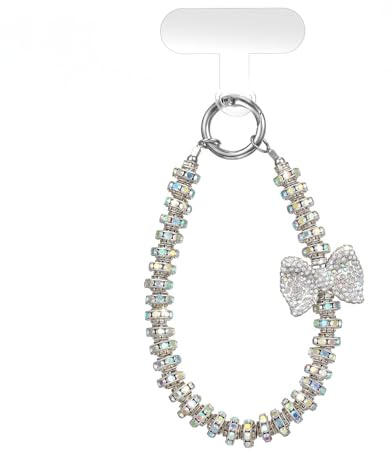 RAHHLIZS Rhinestone Phone Bracelet Strap Phone Wrist Strap Cute Crystal Bow Phones Charm Keychain Wristlet for Cellphone Camera Charm Accessories