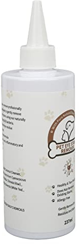 Eminchu Removedor de Lágrimas para Perros y Gatos, Solución de Limpieza Suave para Ojos, 237ML, Ingredientes Naturales Seguros para Ojos Sensibles