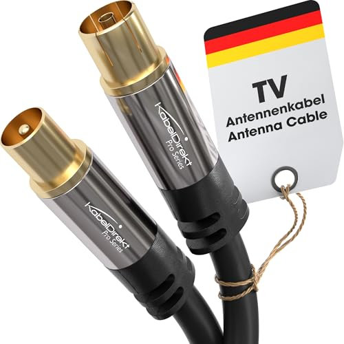 KabelDirekt – Câble Antenne TV 4K, Coaxial – 1m – Câble TV numérique et analogique, connecteurs métalliques – Disponible en 0,5-20m (Fiche à prise, pour DVB-C/DVB-T/DVB-S, noir)