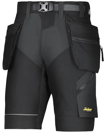 Snickers Workwear 6904 FlexiWork Arbeitsshorts mit Holstertaschen, 1 Stück, 58, schwarz, 69040404058