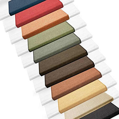 casa pura Sisal Stufenmatten im 15er Set | 100% Naturfaser in 2 Größen | sicherer Halt auf Ihrer Treppe | rechteckig 65x24 cm mit Lippe - schwarz