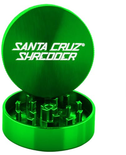Santa Cruz Shredder Metal Herb Grinder Knurled Top for Stronger Grip 2-Piece 2.2 (Green)