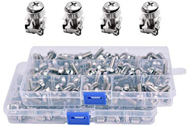Wang-Data 100 Sets M6 Square Hole Hardware Cage Nuts & Mounting Screws Washers for Server Rack and Cabinet (M6 X 20mm)(Screw+Washer+cage nut)