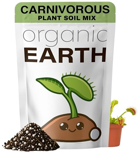 Organic Earth Carnivorous Plant Soil Mix 1 QT - Plant Food Peat Moss & Perlite for Carnivorous Plants - Terrarium Soil, Pitcher Plant Soil, Venus Fly Trap Soil