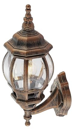 Outdoor Wall Light 'Nadesha' dimmable (Antique, Vintage) in Gold (1 Light Source, E27) from Lindby | Wall lamp for Exterior/Interior Walls, House, Terrace und Balcony