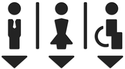 SIGNS - Repujado cartel baño puerta (15 cm) Negro SA113, en relieve, señales adhesivas. Cartel baño hombre mujer discapacitados - Placas de retretes baño - carteles de baño y pared
