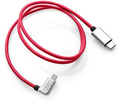 Audi 8S0051435J Ladekabel USB-C auf Micro-USB Kabel gewinkelt rot