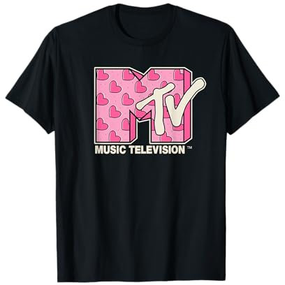 MTV Music Television Día de San Valentín Heart Pattern Fill T-Shirt