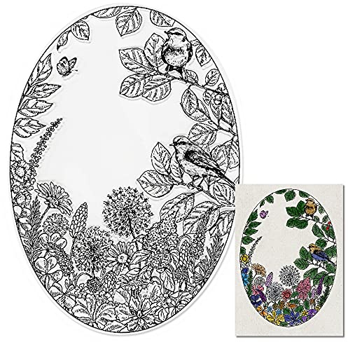 Hying Spring Birds Flowers Background Clear Stamps for Card Making and Photo Album Decorations, Leaf Flower Butterfly Silicone Stamp Trees Leaves Birds Rubber Stamps Seal for DIY Scrapbooking Supplies