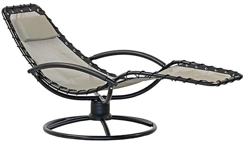 Brigros Estosa - Sedia ellittica relax modello twist con lieve oscillazione 173x77x85 cm struttura tubolare in acciaio 30mm x g 1.5mm trama in textilene verniciatura a polvere (Ecru)
