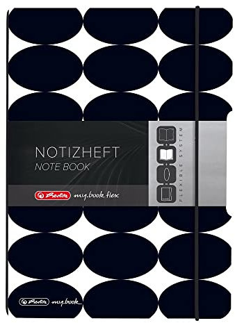 herlitz 50039784 Notizheft flex A5, 40 Blatt punktiert, Motiv: Just Black, 1 Stück